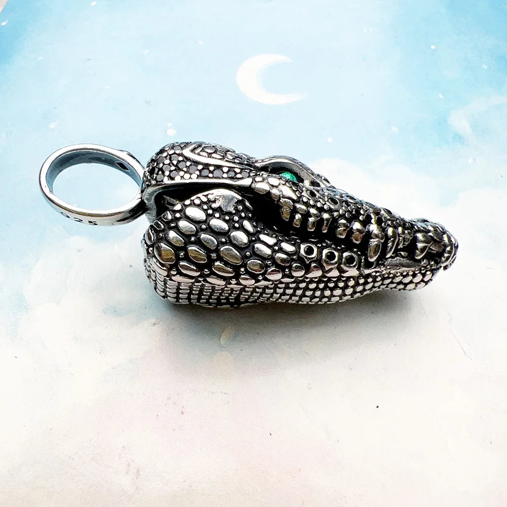 Crocodile Head Pendant 925 Sterling Silver