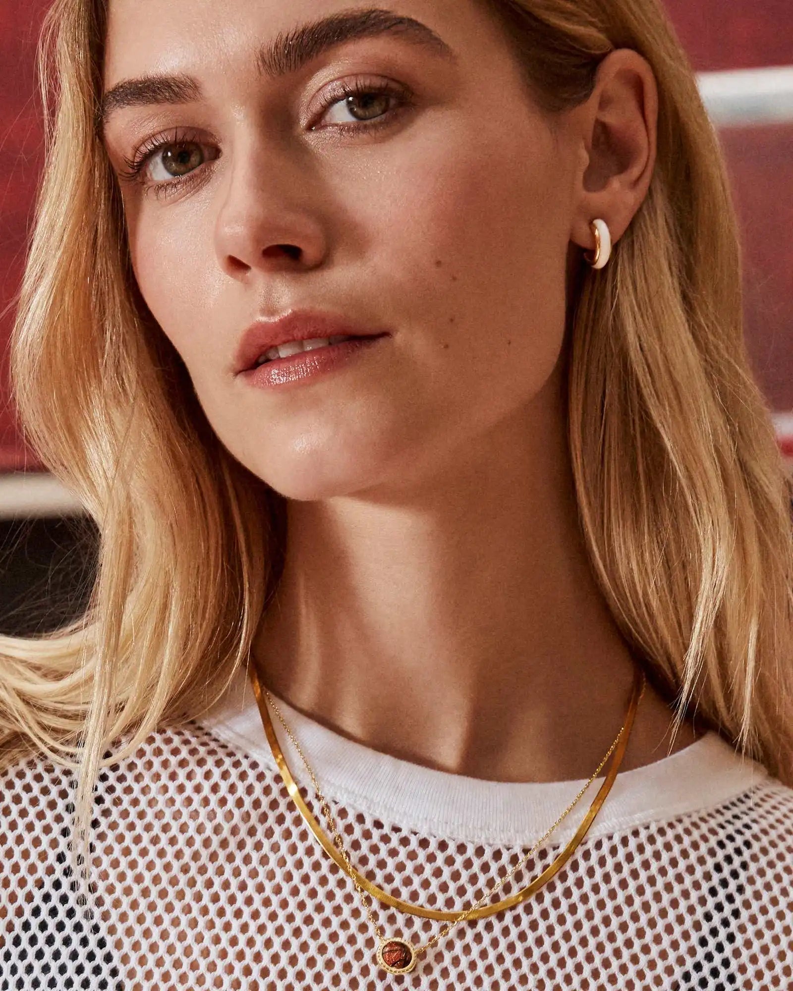 Kendra Scott Orange Goldstone Basketball Pendant Necklace