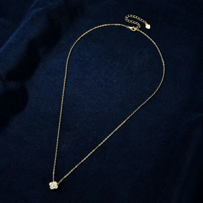 Luxurial Jewelry Four Clover Moissanite Pendant Necklace for Women – Sterling Silver 925 0.40CT Clear White Moissanite,