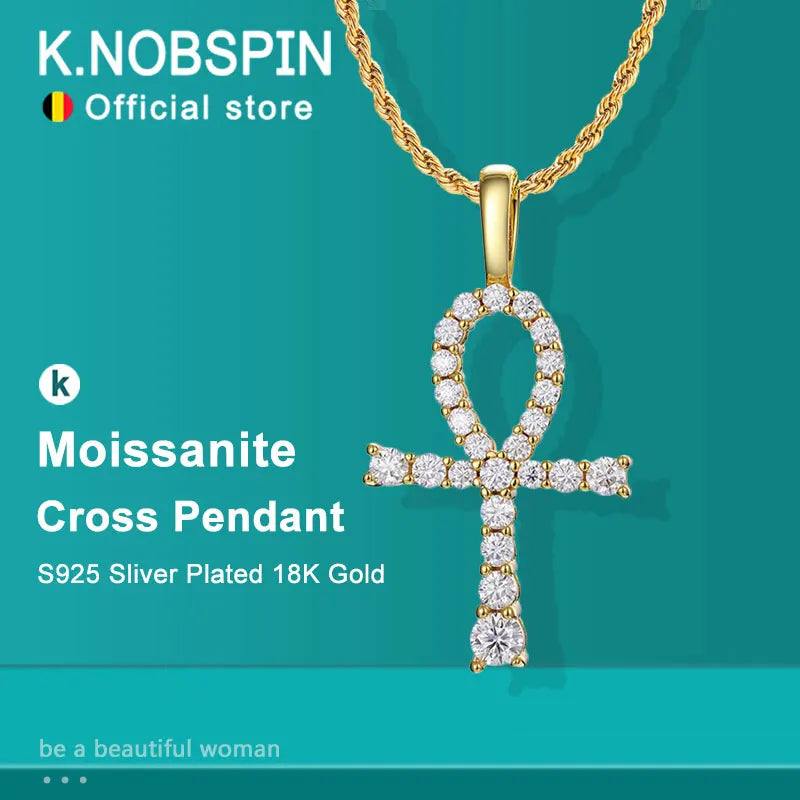 Moissanite Cross Pendant Necklace