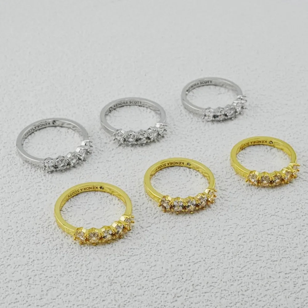 Kendra Scott Cailin Gold Crystal Band Ring in White CZ