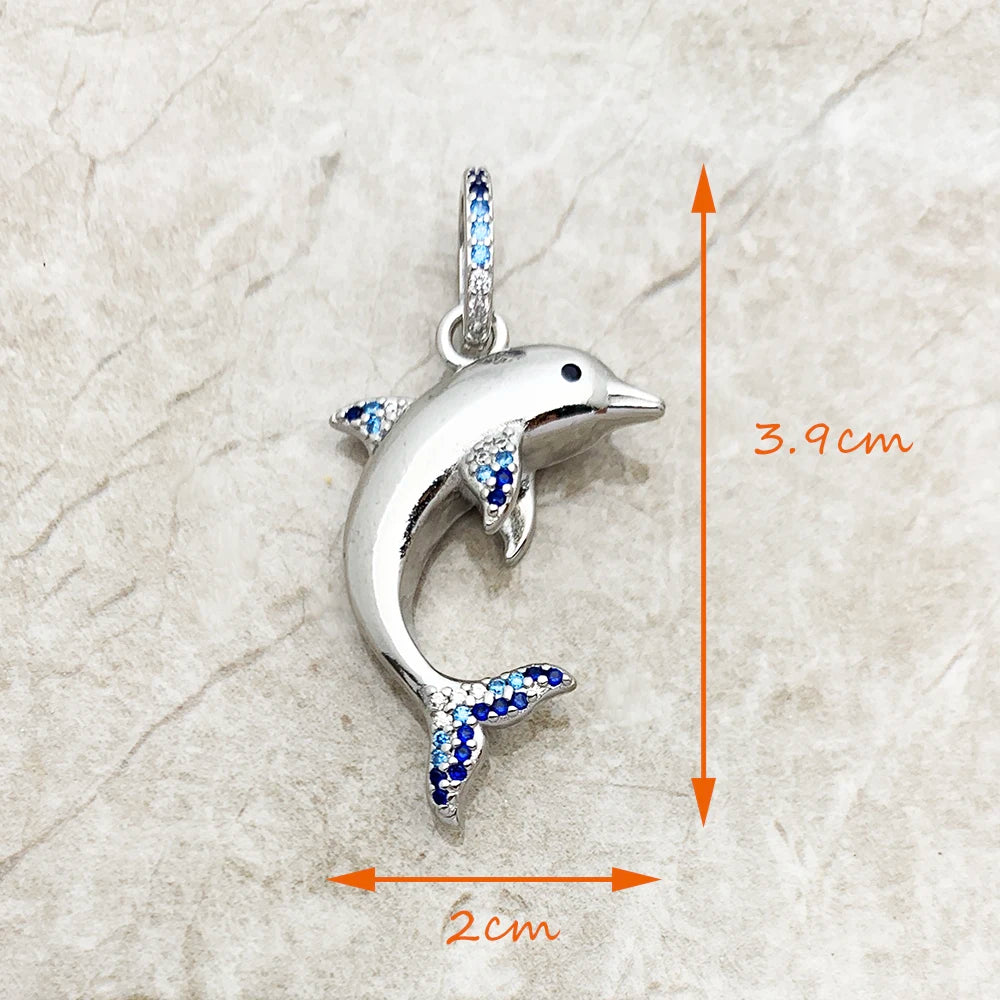 Dolphin Blue Silver Pendant