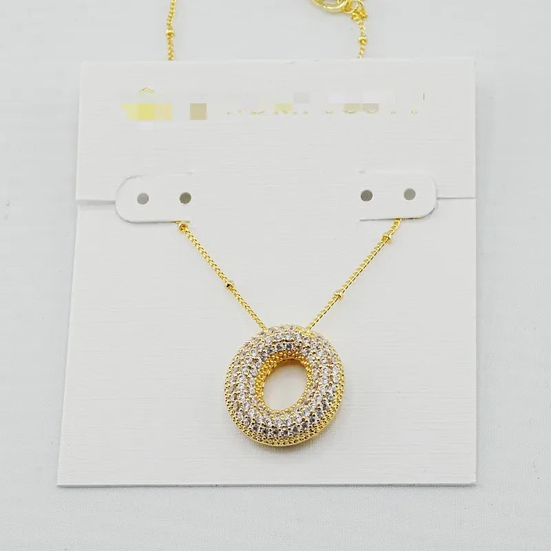 Gold Initial Letter Necklace – 26 Zircon Alphabet Pendants