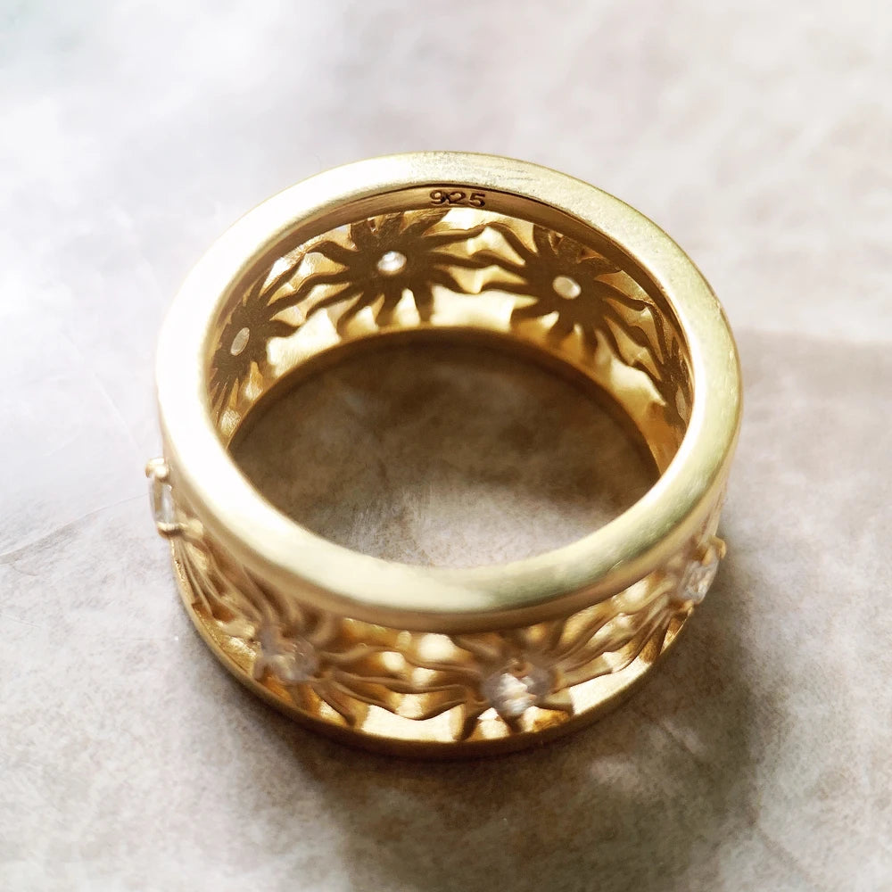 Golden Sun Sterling Silver Band Ring