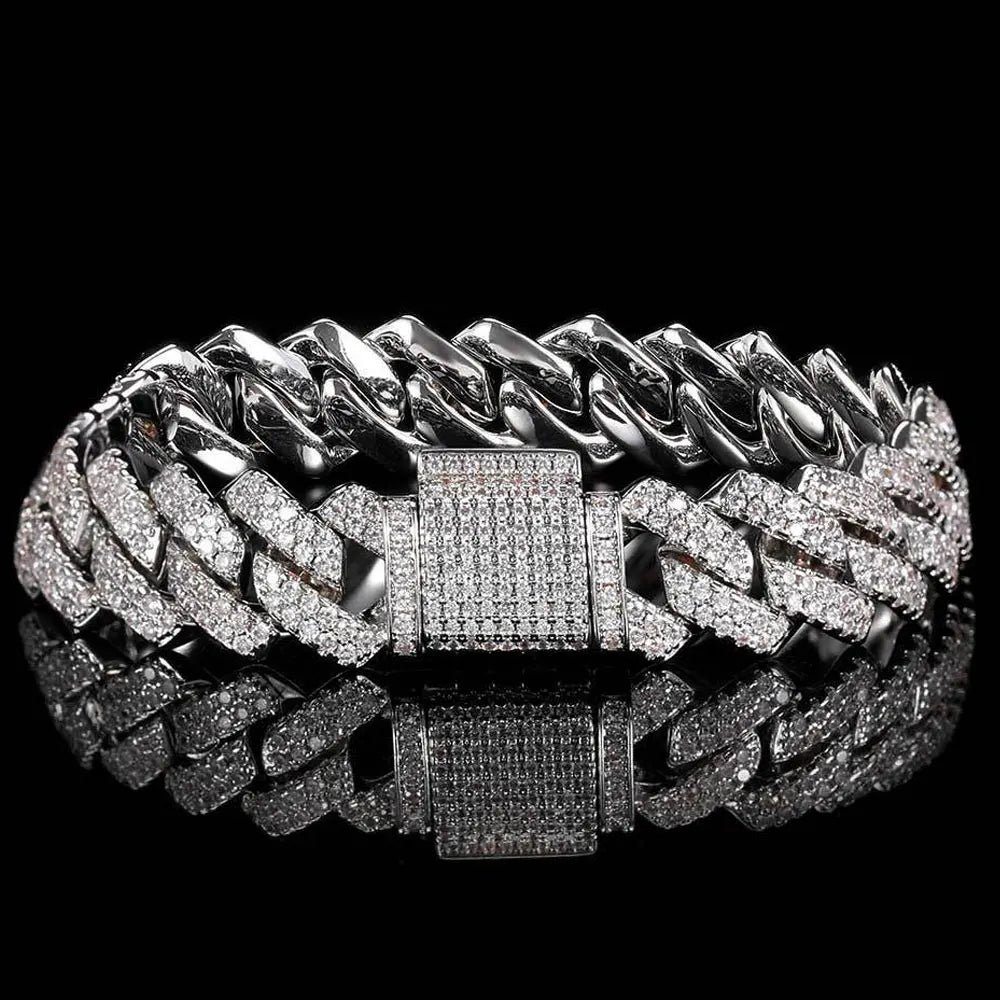Moissanite Cuban Bracelet & Necklace – 925 Silver