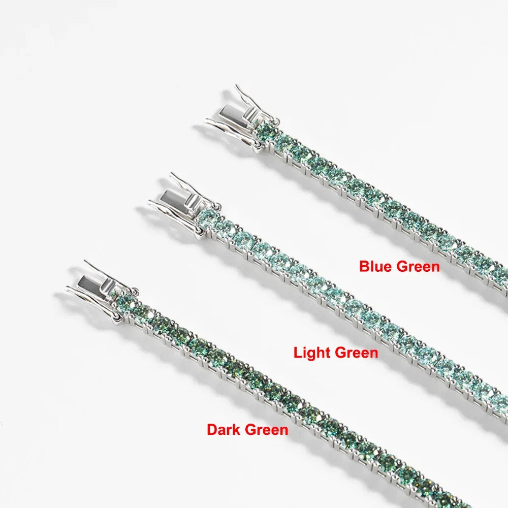 Green Moissanite Diamond Tennis Bracelet