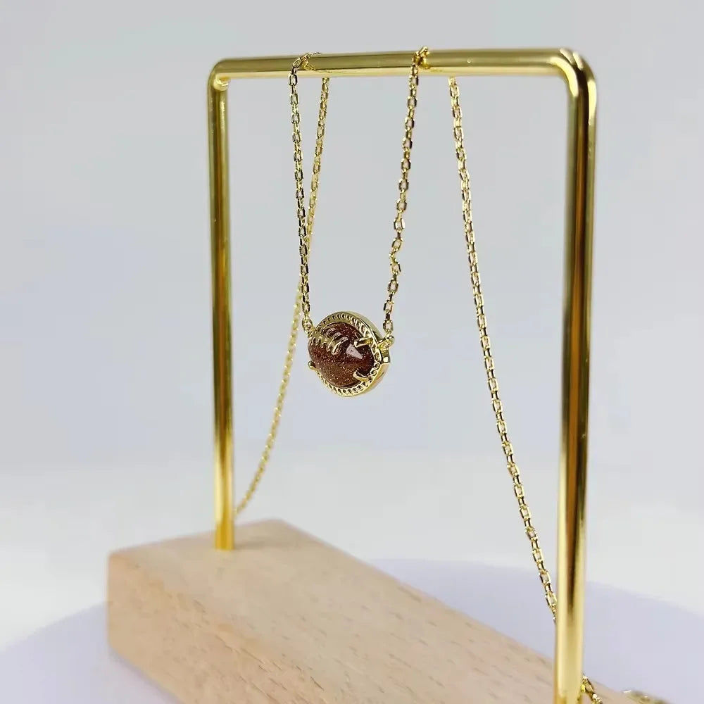 Kendra Scott Football Gold Short Pendant Necklace Goldstone