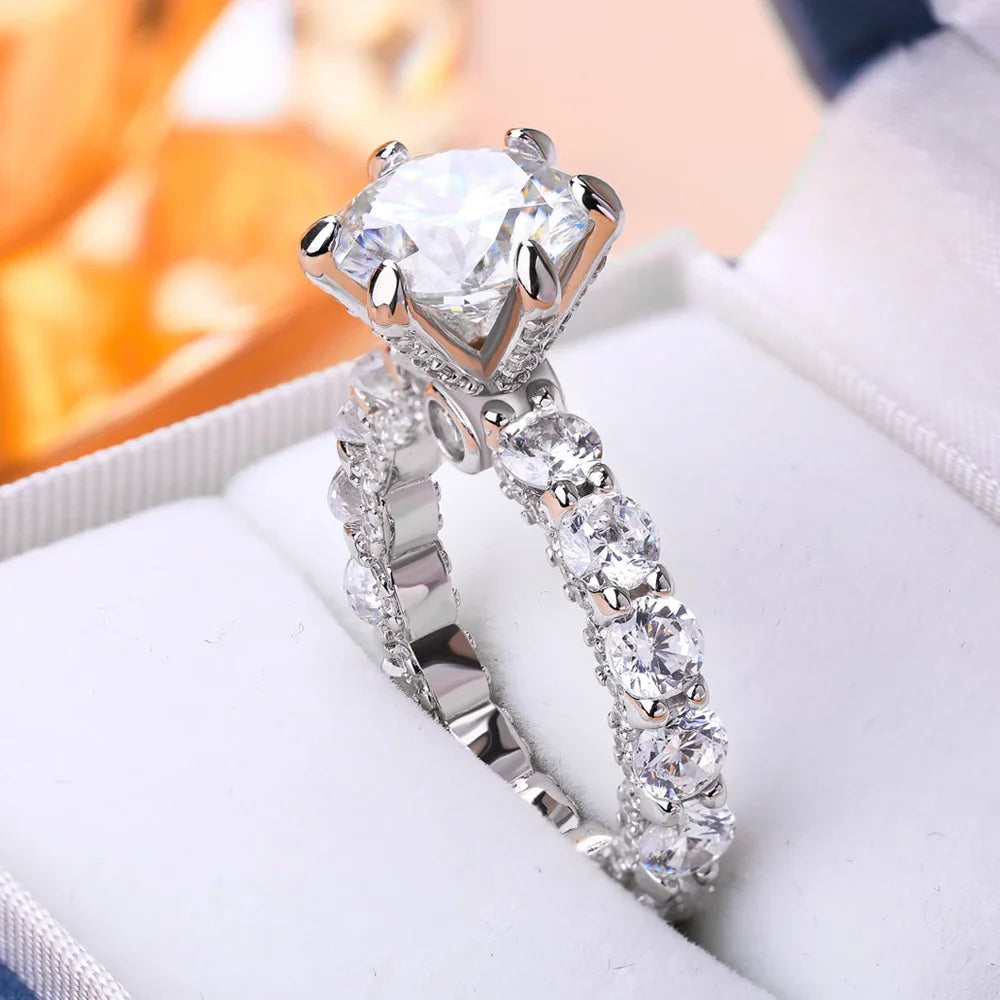 "4CT Moissanite Engagement Ring for Women – GRA Certified, D Color VVS1