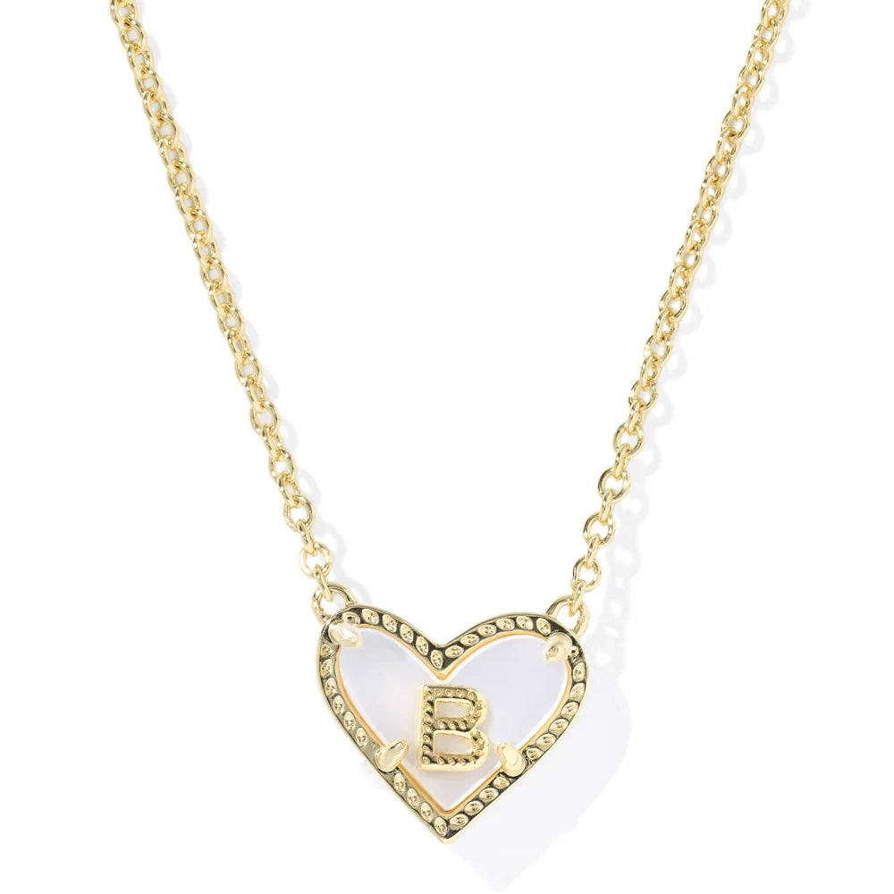 Ari Heart Letter Gold Short Pendant Necklace- Kendra Scott