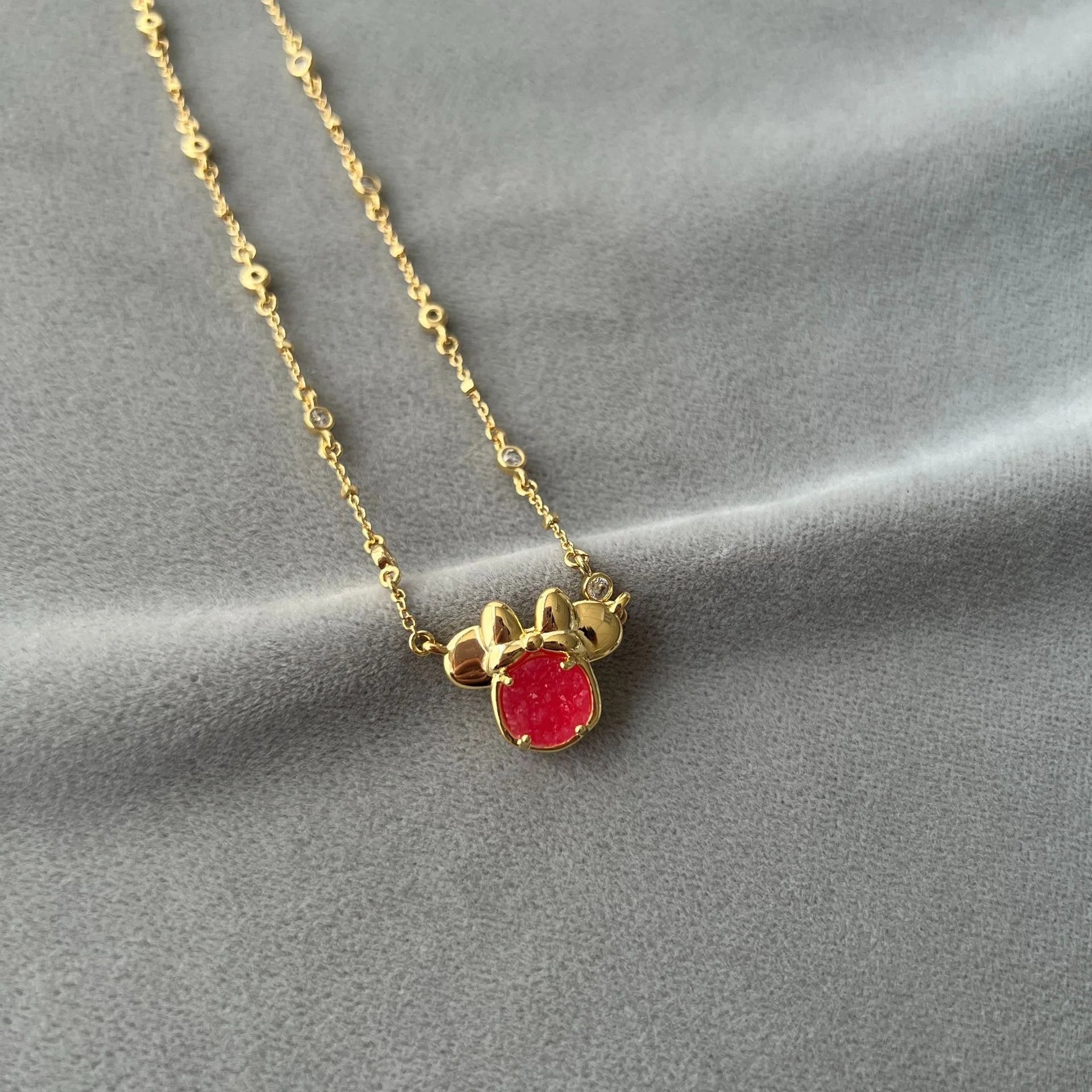 Mickey Mouse and Minnie Pink Crystal Pendant Necklace Kendra Scott