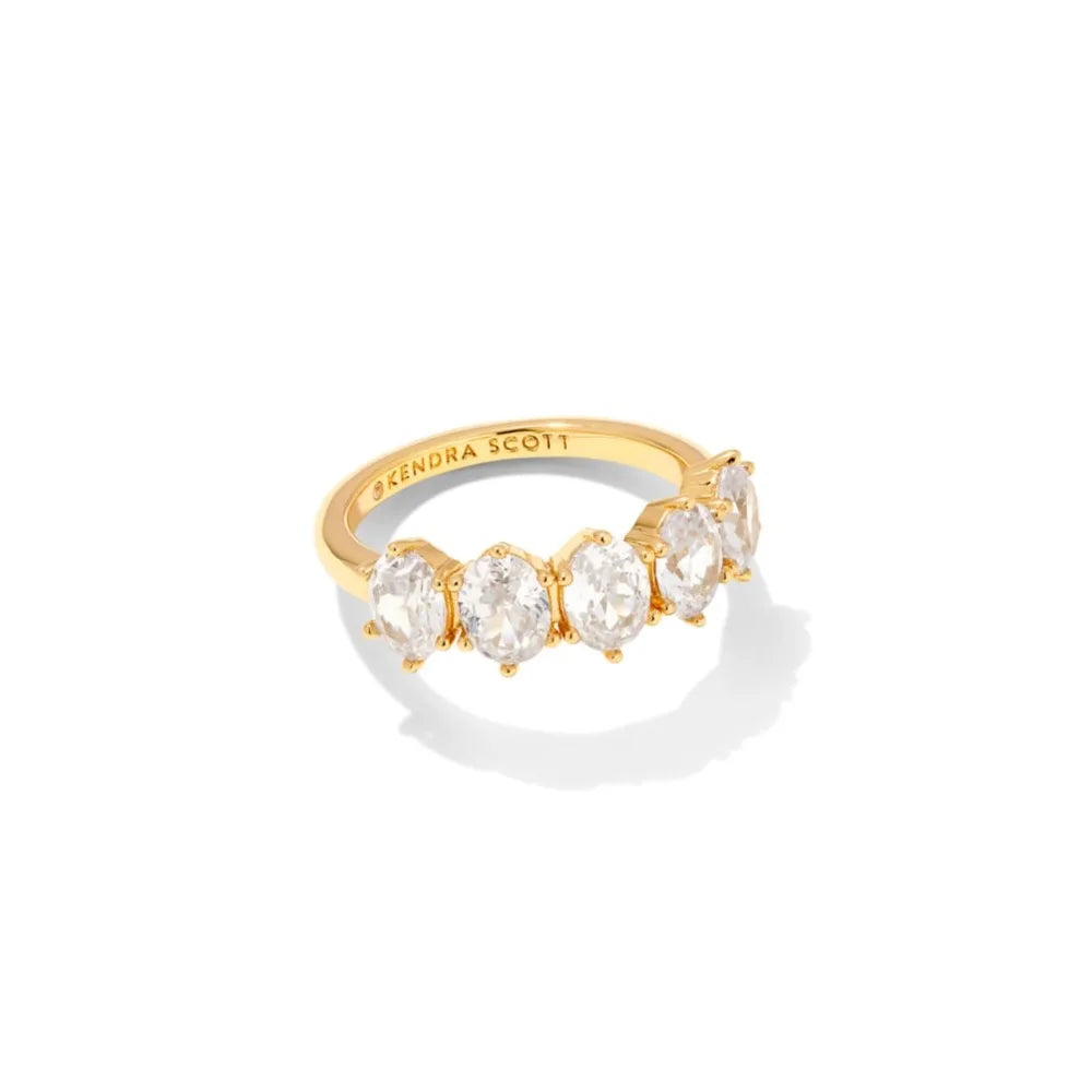 Kendra Scott Cailin Gold Crystal Band Ring in White CZ