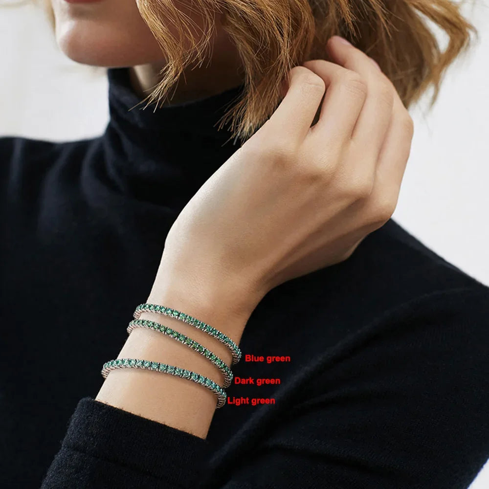 Green Moissanite Diamond Tennis Bracelet