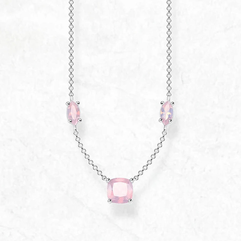Pink Stone Sterling Silver Jewelry Set