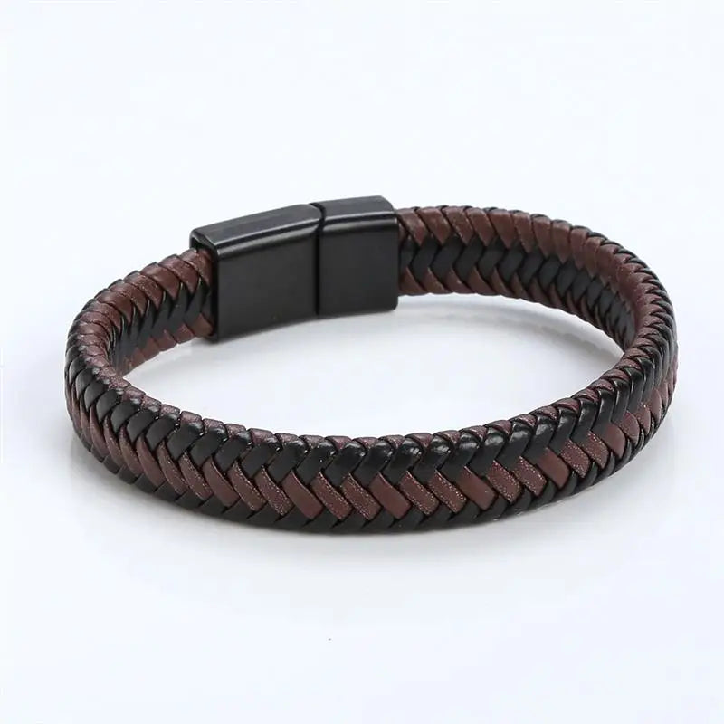 Men's Black Leather Bracelet