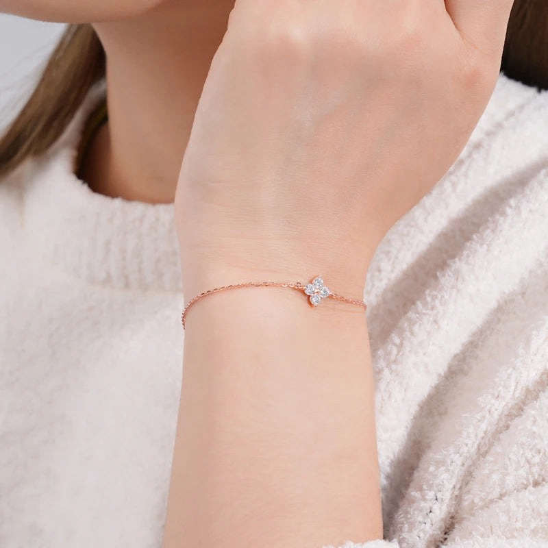Four-Leaf Clover 3mm Moissanite Bracelet
