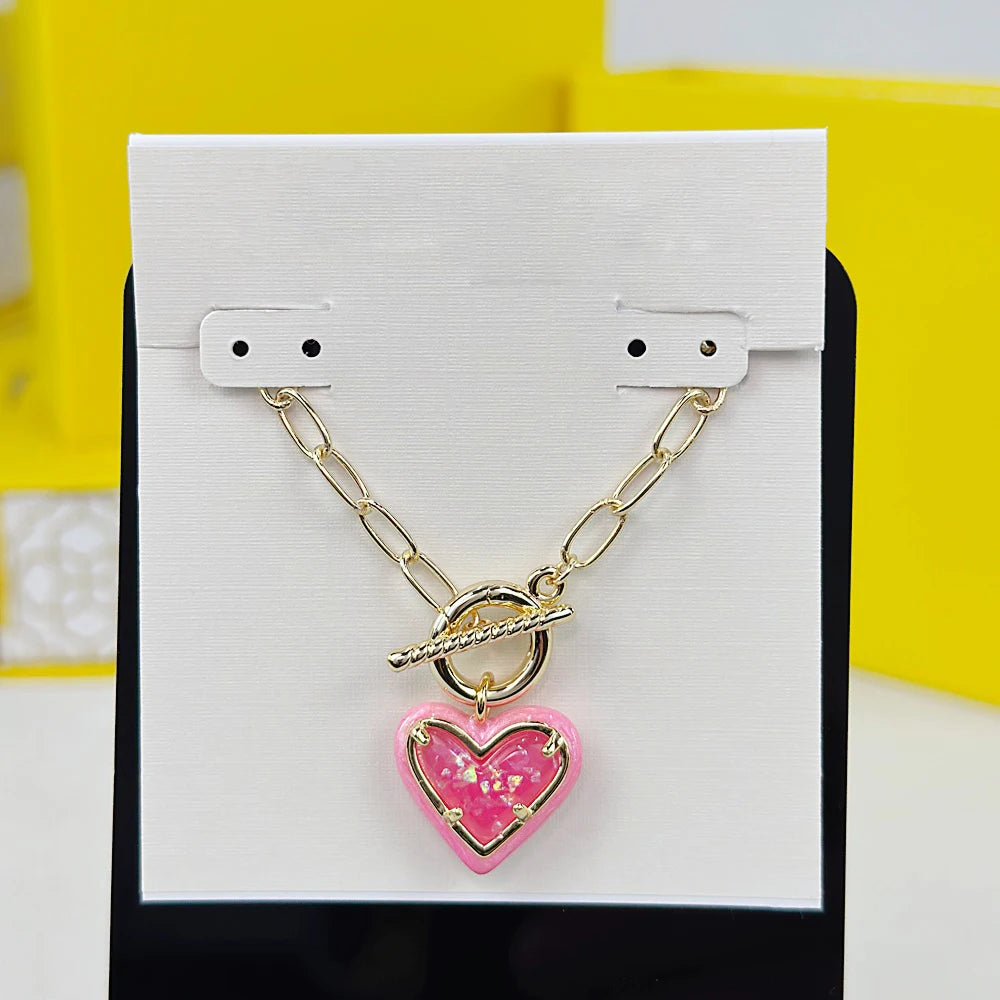 Ari Heart Necklace & Earrings Set – Gold Enamel Frame with Ivory Mother-of-Pearl- Kendra Scott