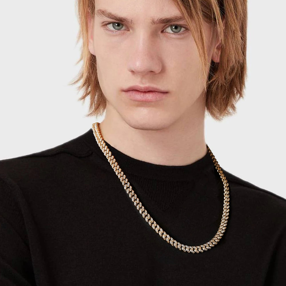 Iced Out Cuban Chain Necklace - D Color VVS1 Stones in 925 Sterling Silver