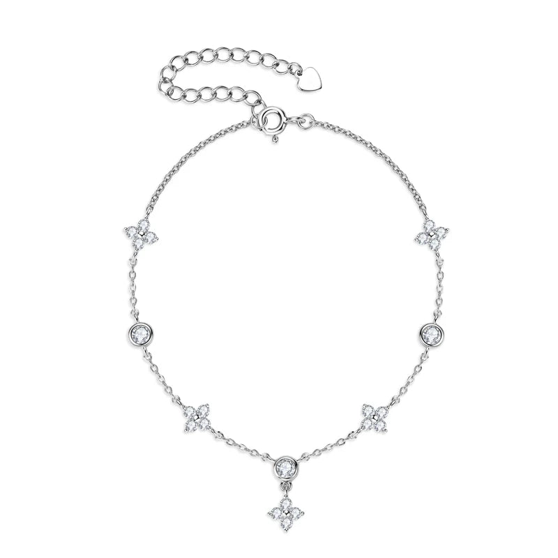 Four-Leaf Clover 3mm Moissanite Bracelet