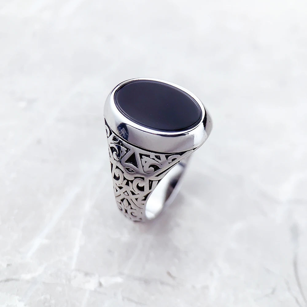Vintage Black Oval Signet Ring
