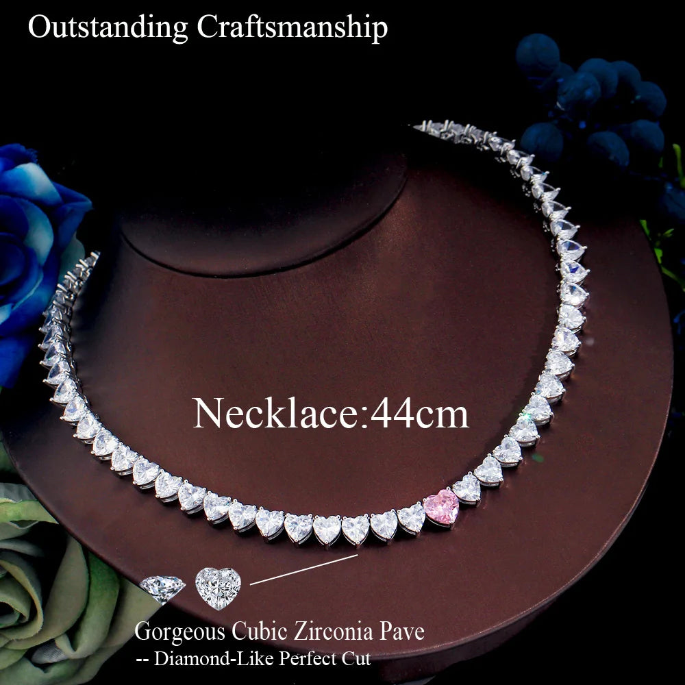 Brilliant Pink Heart CZ Necklace