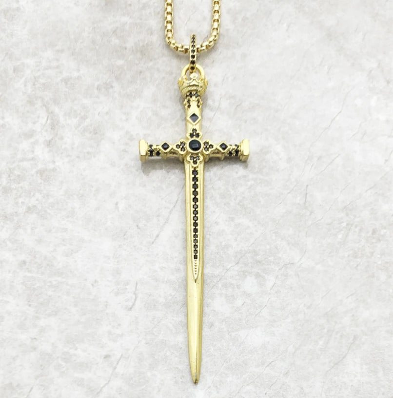 925 Sterling Silver Sword Pendant Necklace