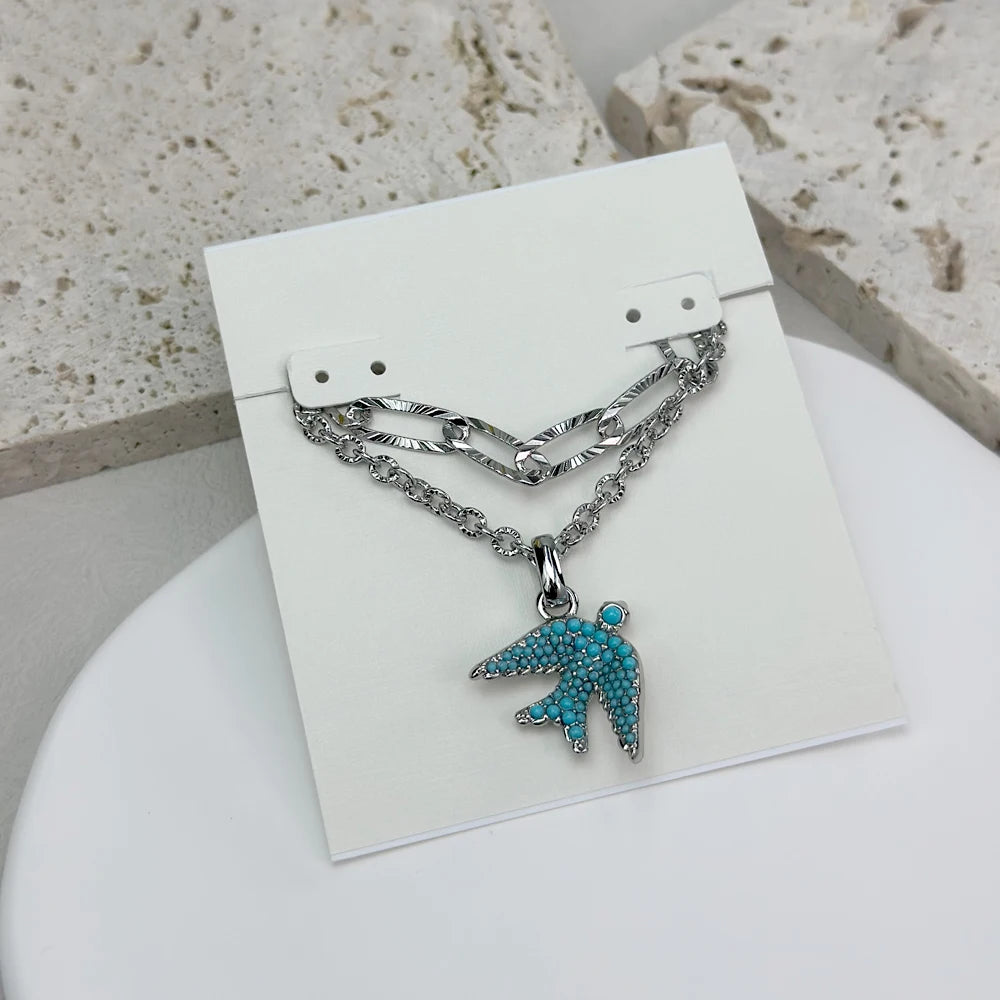 Blue Melody Bird Double Layer Necklace Kendra Scott