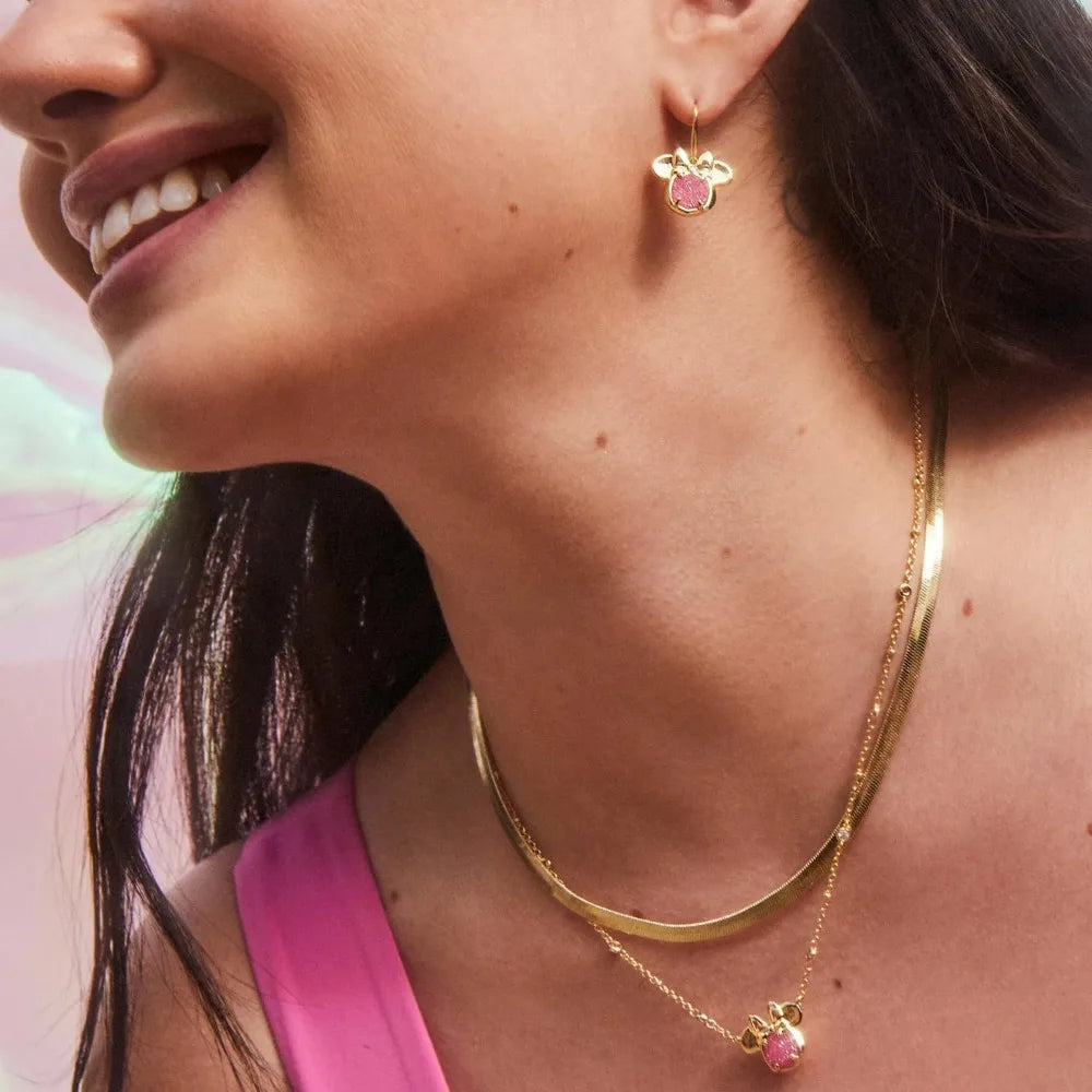Mickey Mouse and Minnie Pink Crystal Pendant Necklace Kendra Scott
