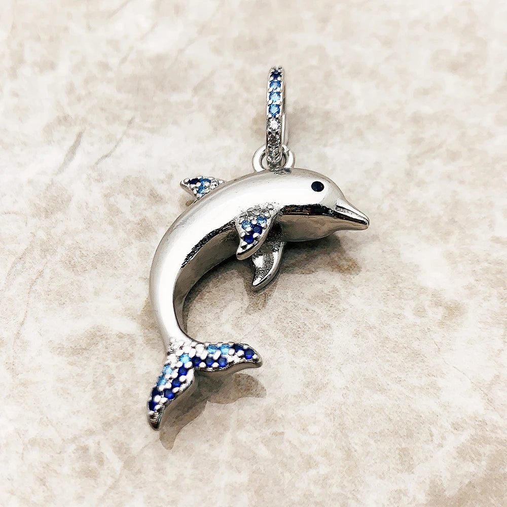 Dolphin Blue Silver Pendant