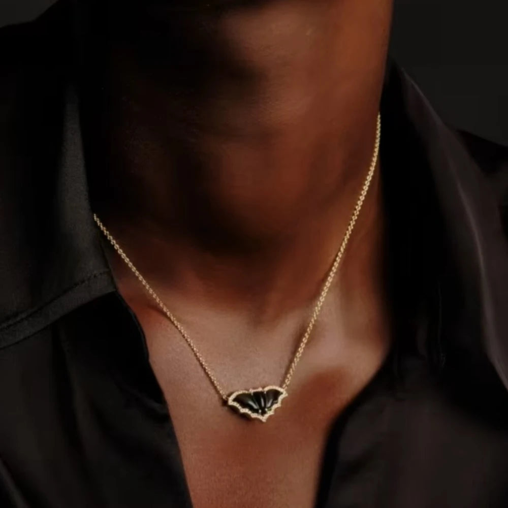 Bat Gold Short Pendant Necklace