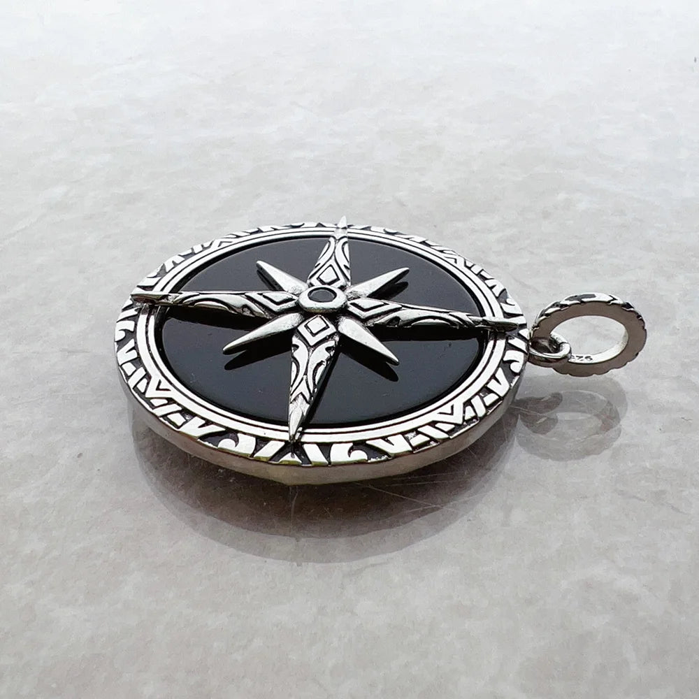 Vintage Silver Compass Pendant