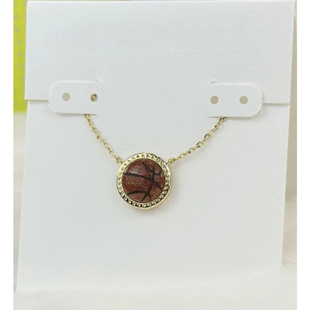 Kendra Scott Orange Goldstone Basketball Pendant Necklace