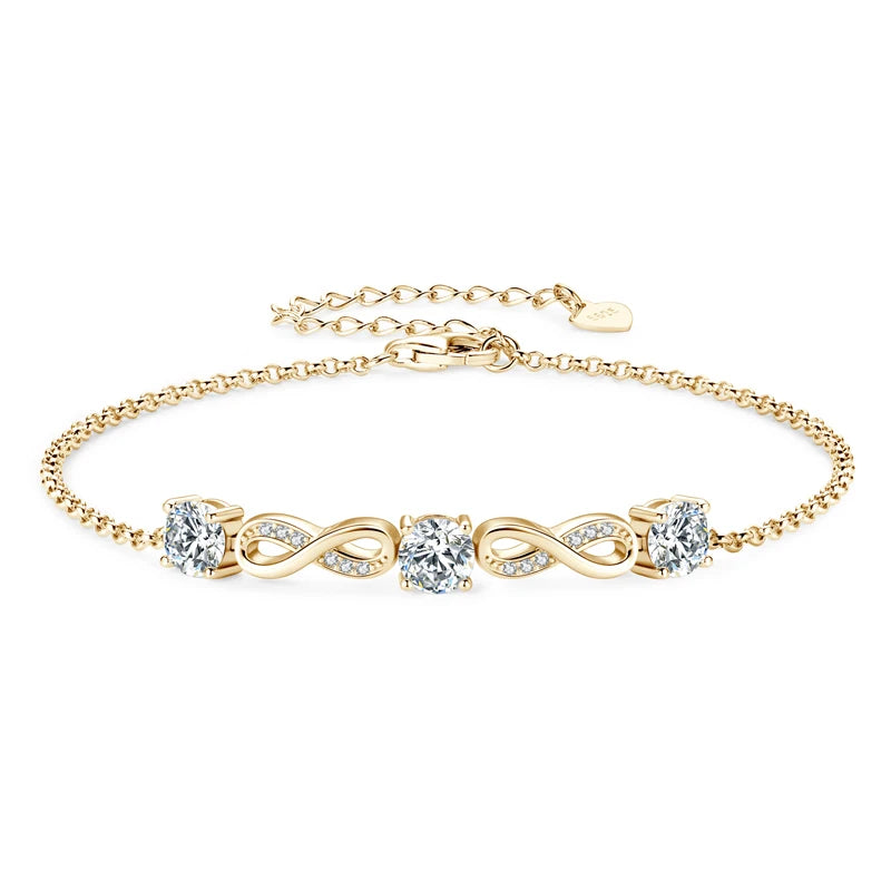 18k Gold Plated Moissanite Infinity Bracelet