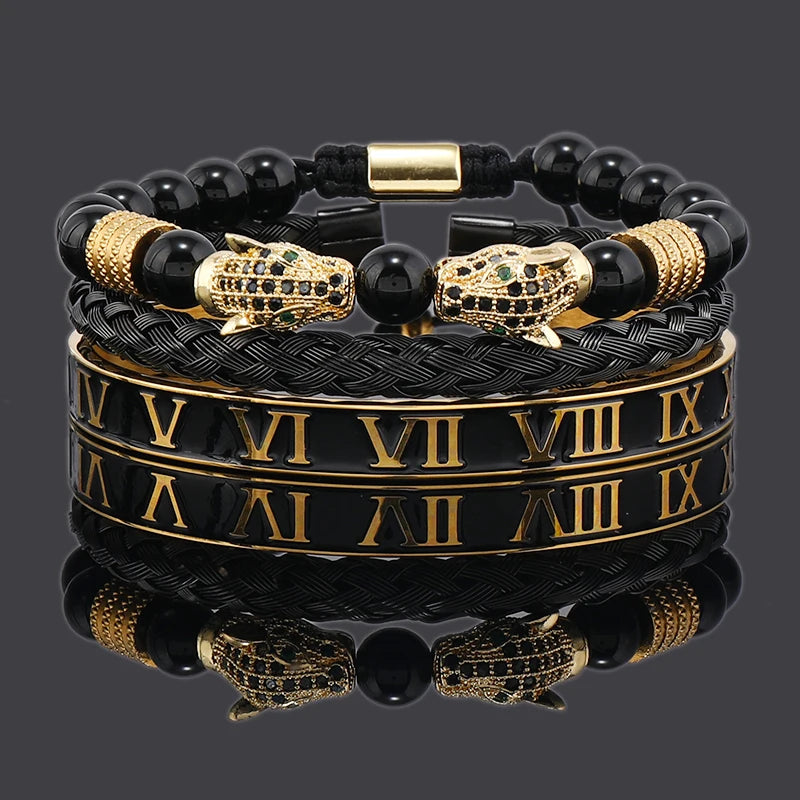 Black Stone Leopard Bracelet