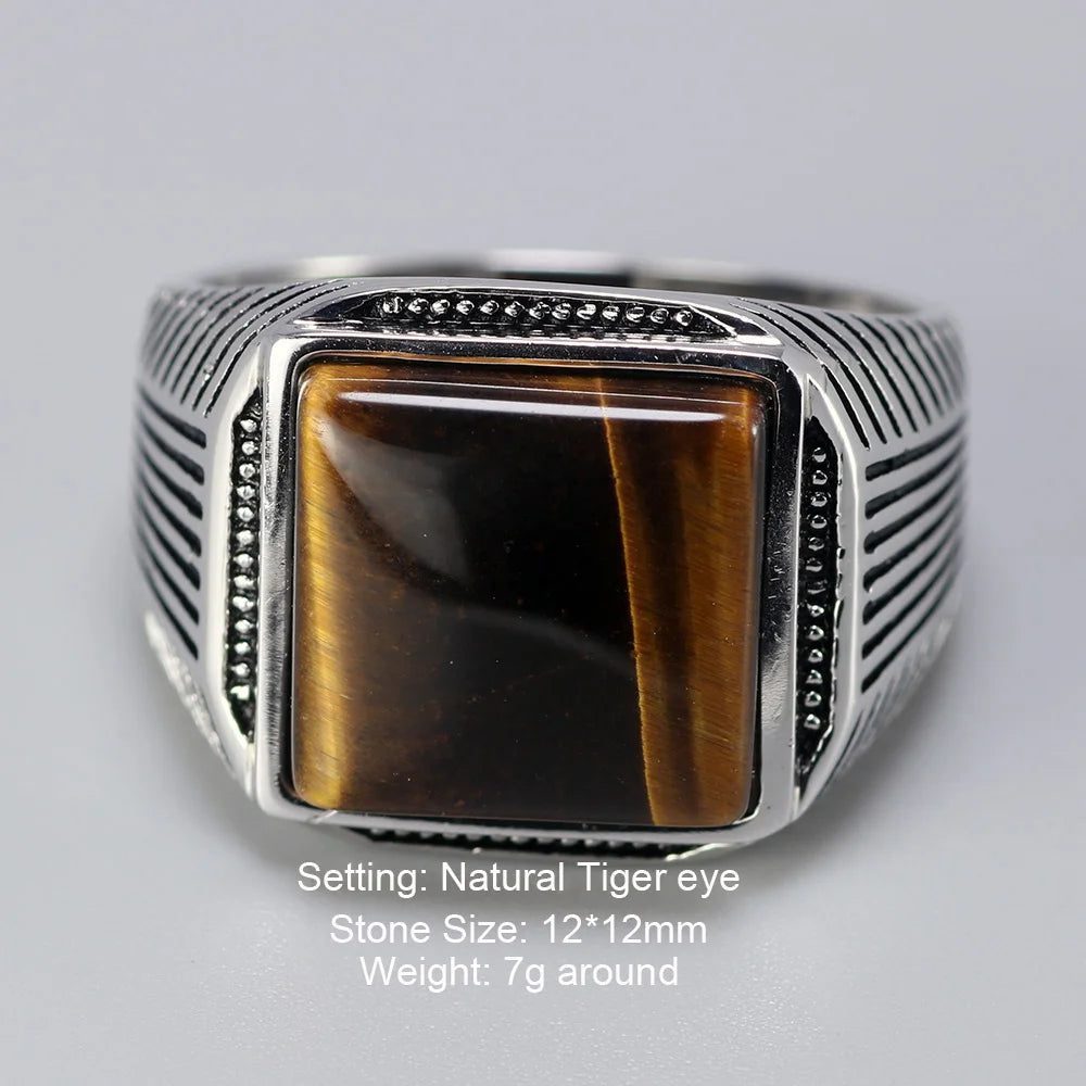 Men's Silver Tiger Eye Ring