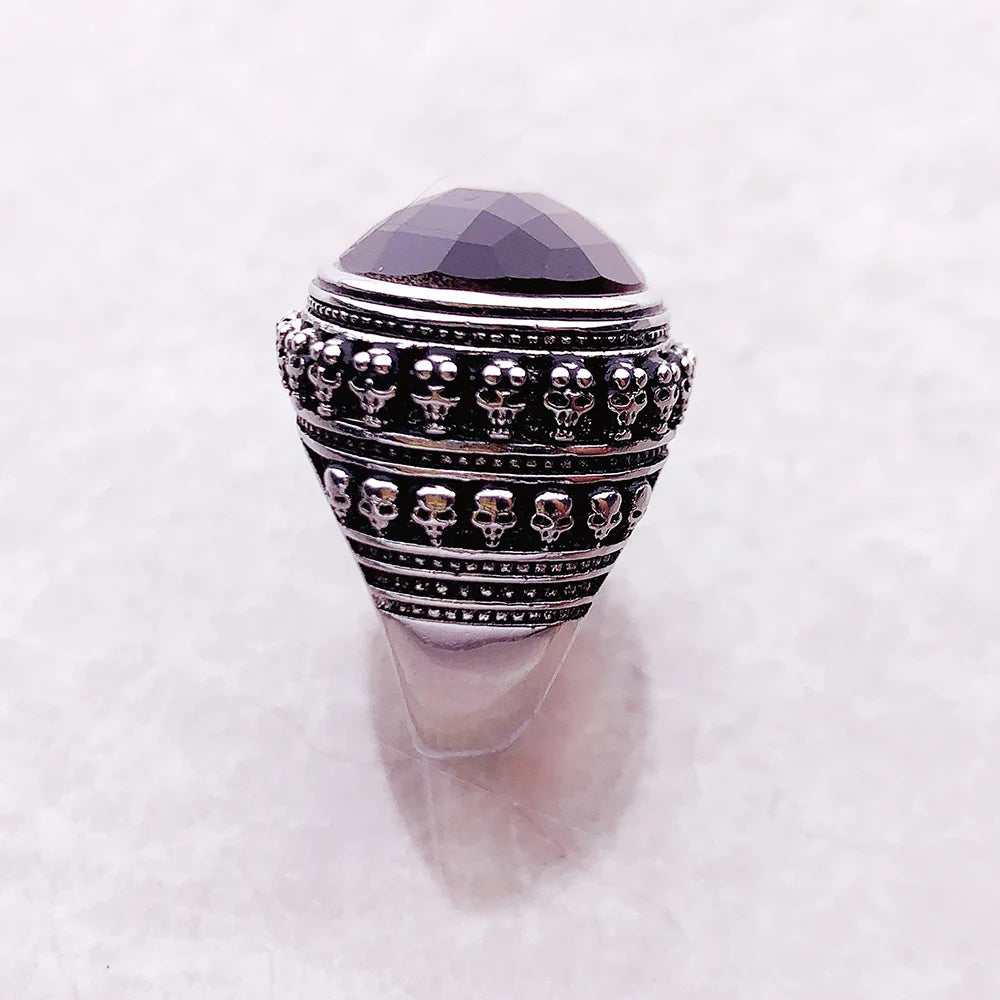 Tiger Eye Skull Silver Ring