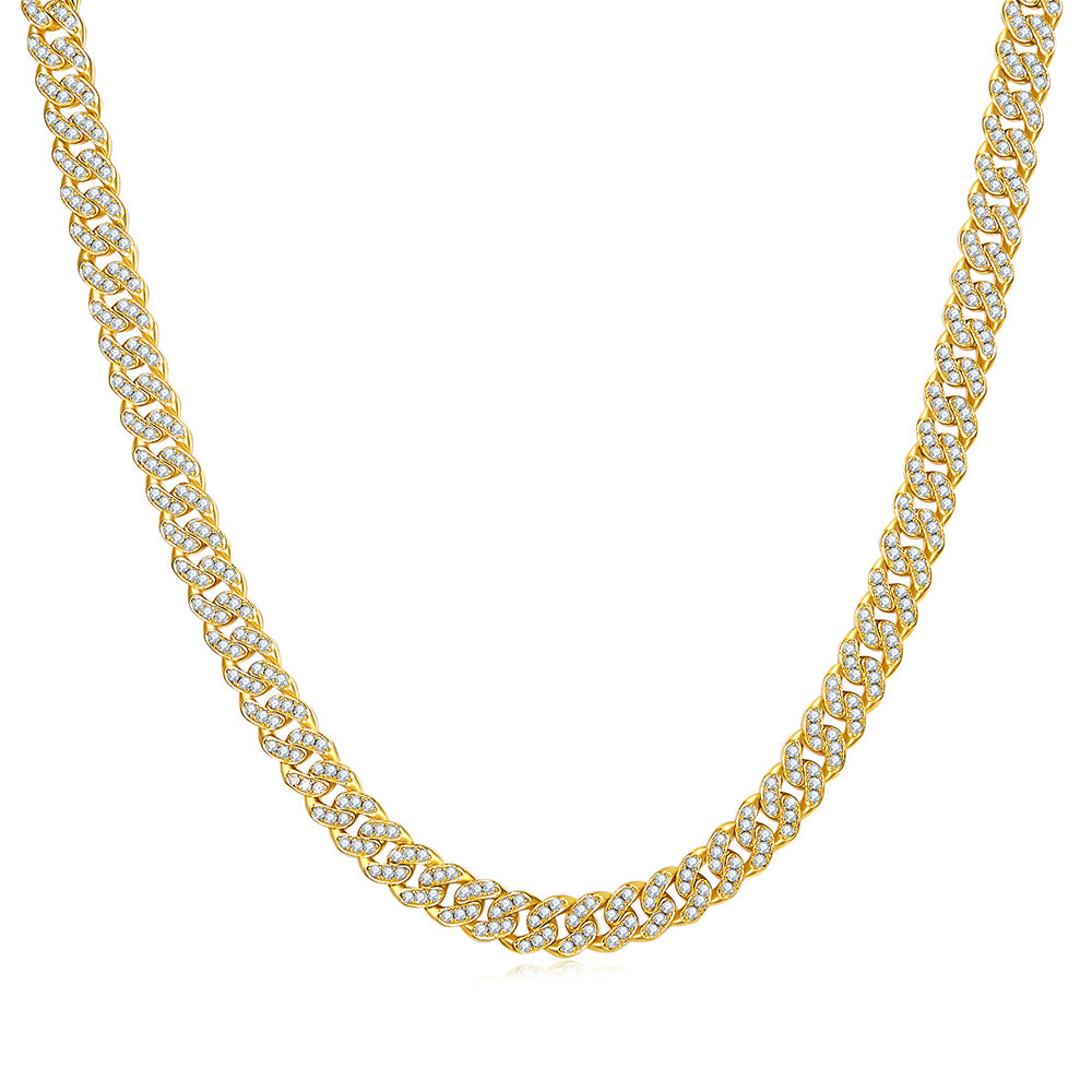 Iced Out Cuban Chain Necklace - D Color VVS1 Stones in 925 Sterling Silver