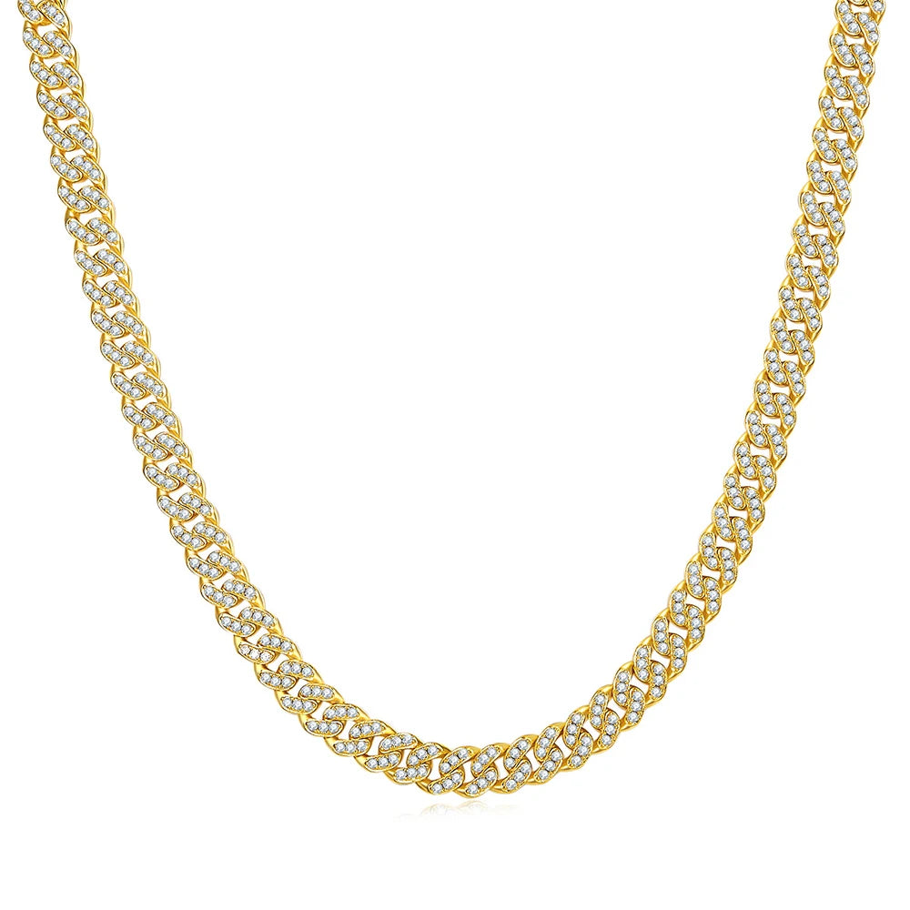 Iced Out Cuban Chain Necklace - D Color VVS1 Stones in 925 Sterling Silver
