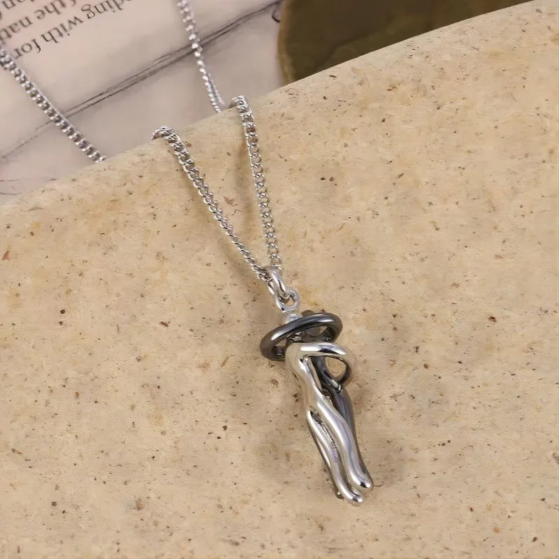 Fashion Hugging Necklace Jewelry Choker Hug Pendant Chain Men Necklaces For Lover Women Couple Men Lady Female Male Gift