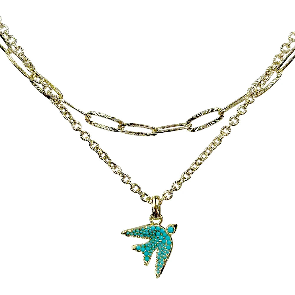 Blue Melody Bird Double Layer Necklace Kendra Scott