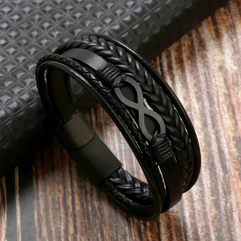 Infinity Leather Bracelet for Men