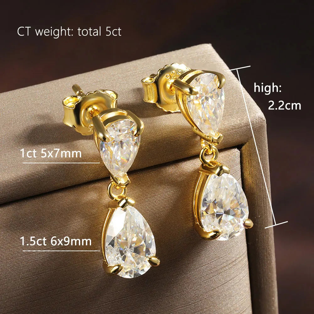 Pear Moissanite Drop Earrings