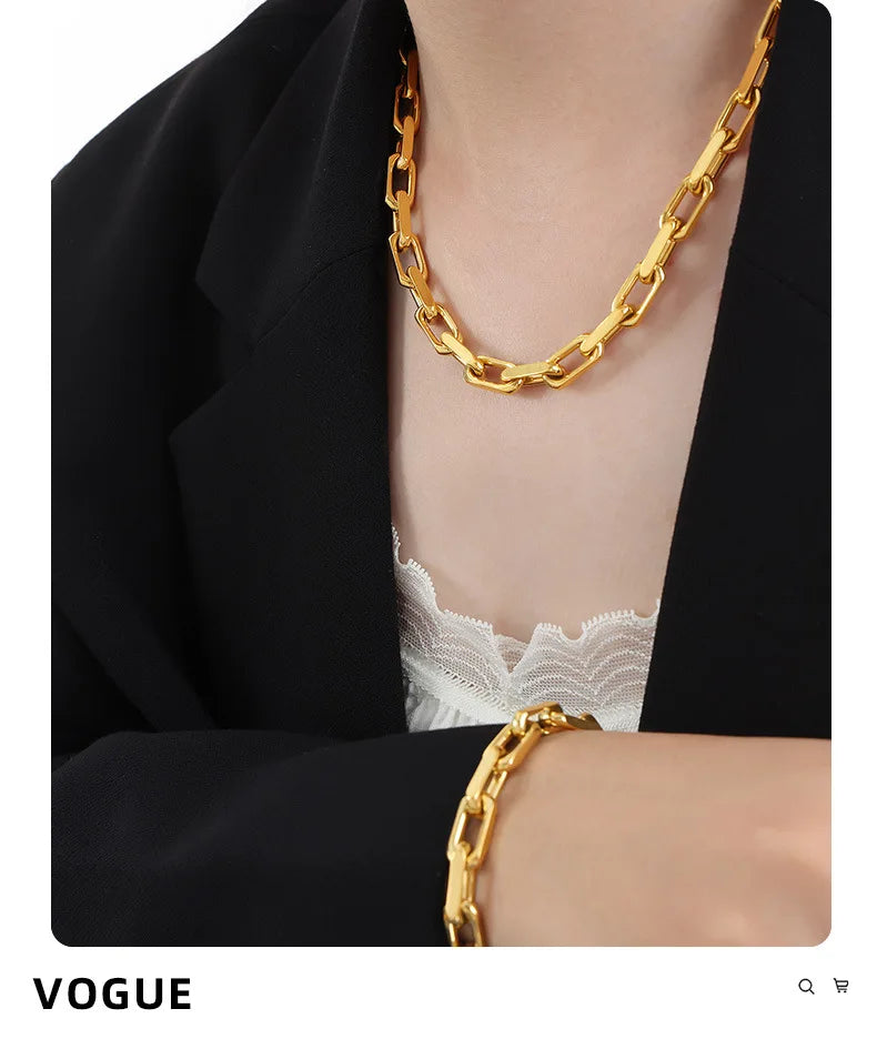 Gold-Plated Luxury Necklace & Bracelet Set