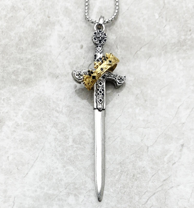 925 Sterling Silver Sword Pendant Necklace