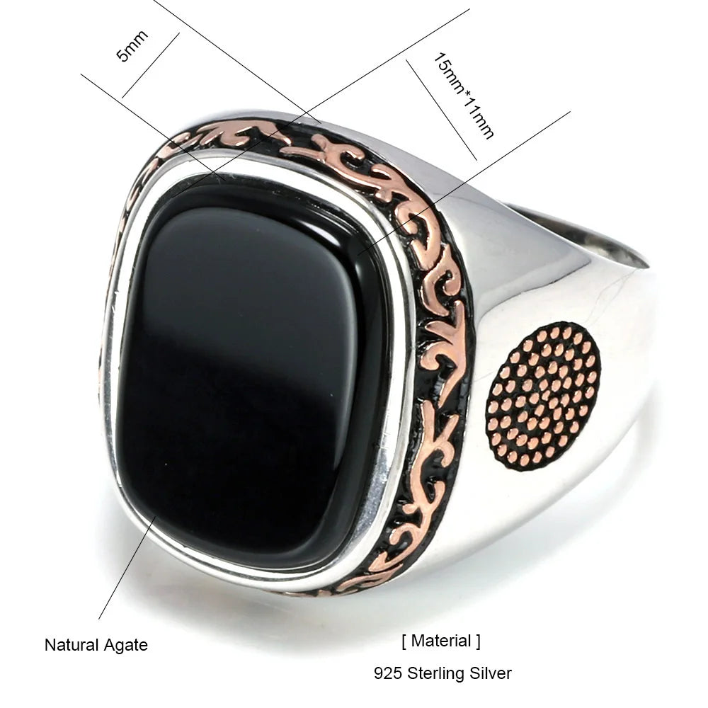 Men's Vintage Silver Onyx Ring