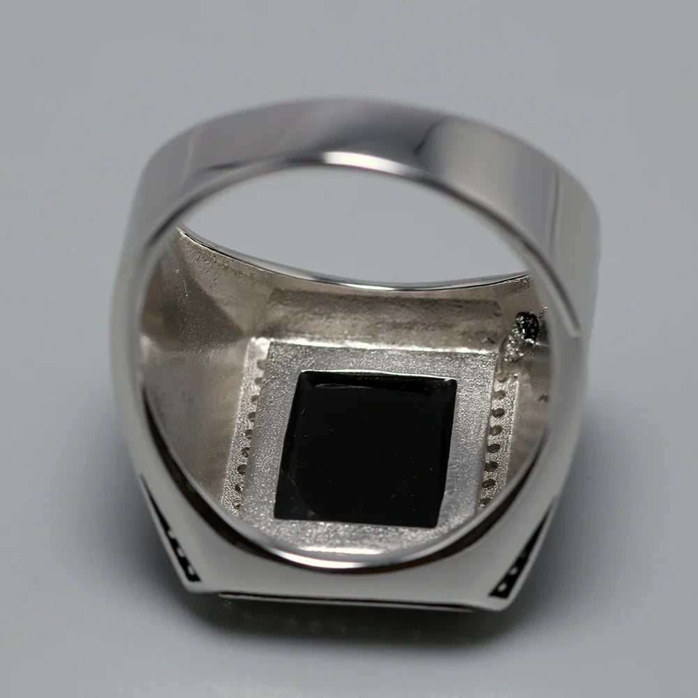 Men's Silver Onyx Cross Ring