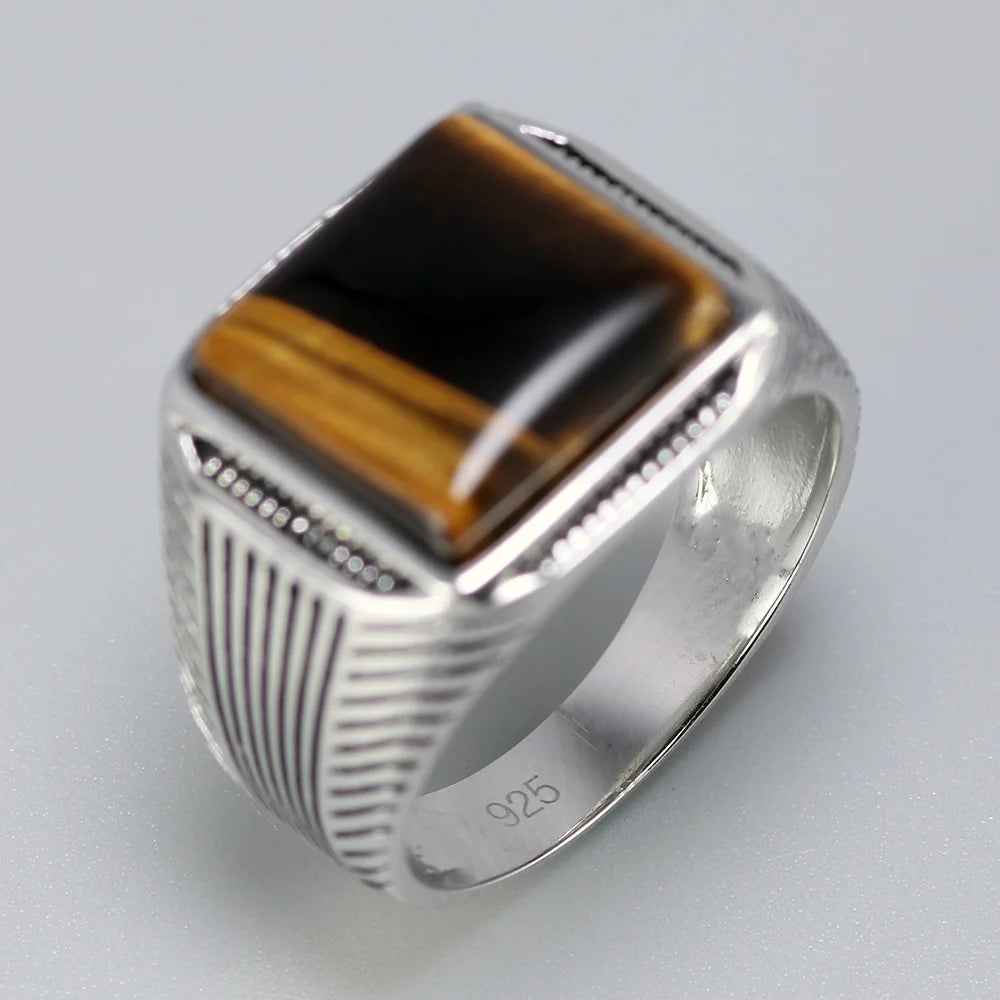 Men's Silver Tiger Eye Ring