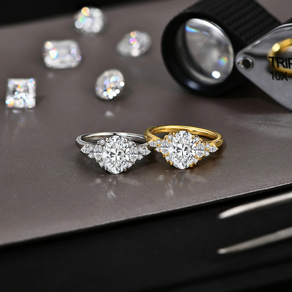 2.5CT Oval Moissanite Diamond Ring in Gold