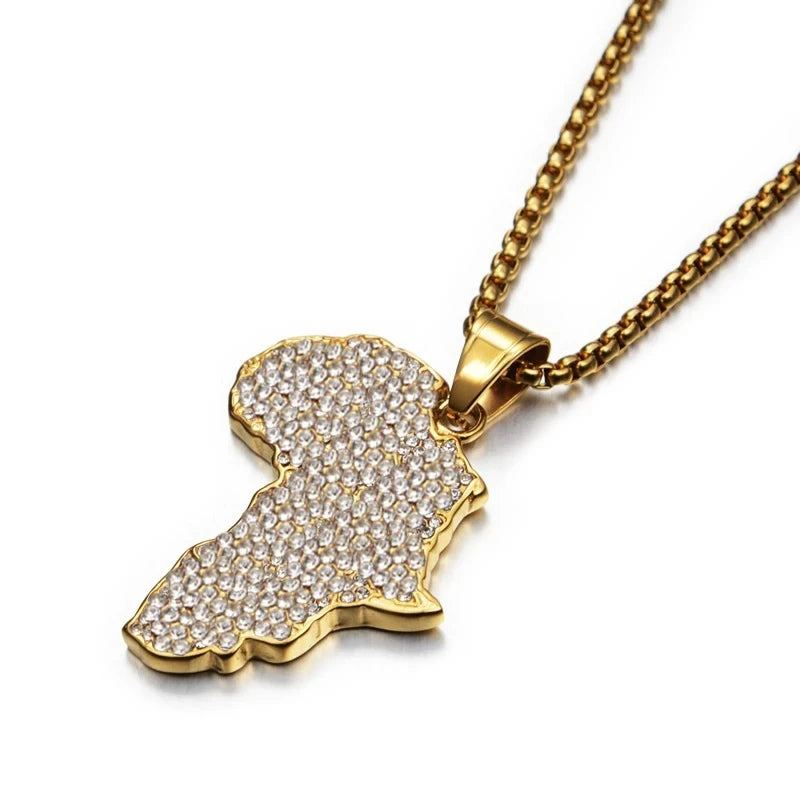 Gold African Map Pendant