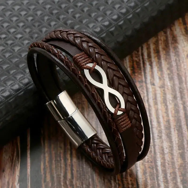 Infinity Leather Bracelet for Men