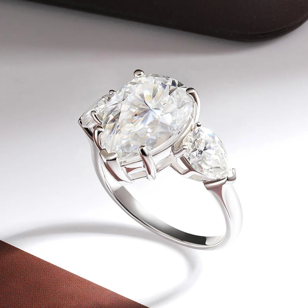 8 Carat Pear Cut Moissanite Ring